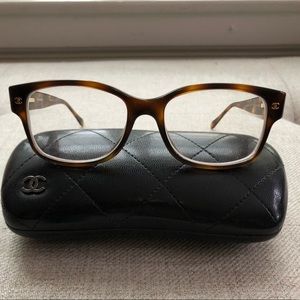 Authentic Chanel Eyeglasses & Black Quilted Case